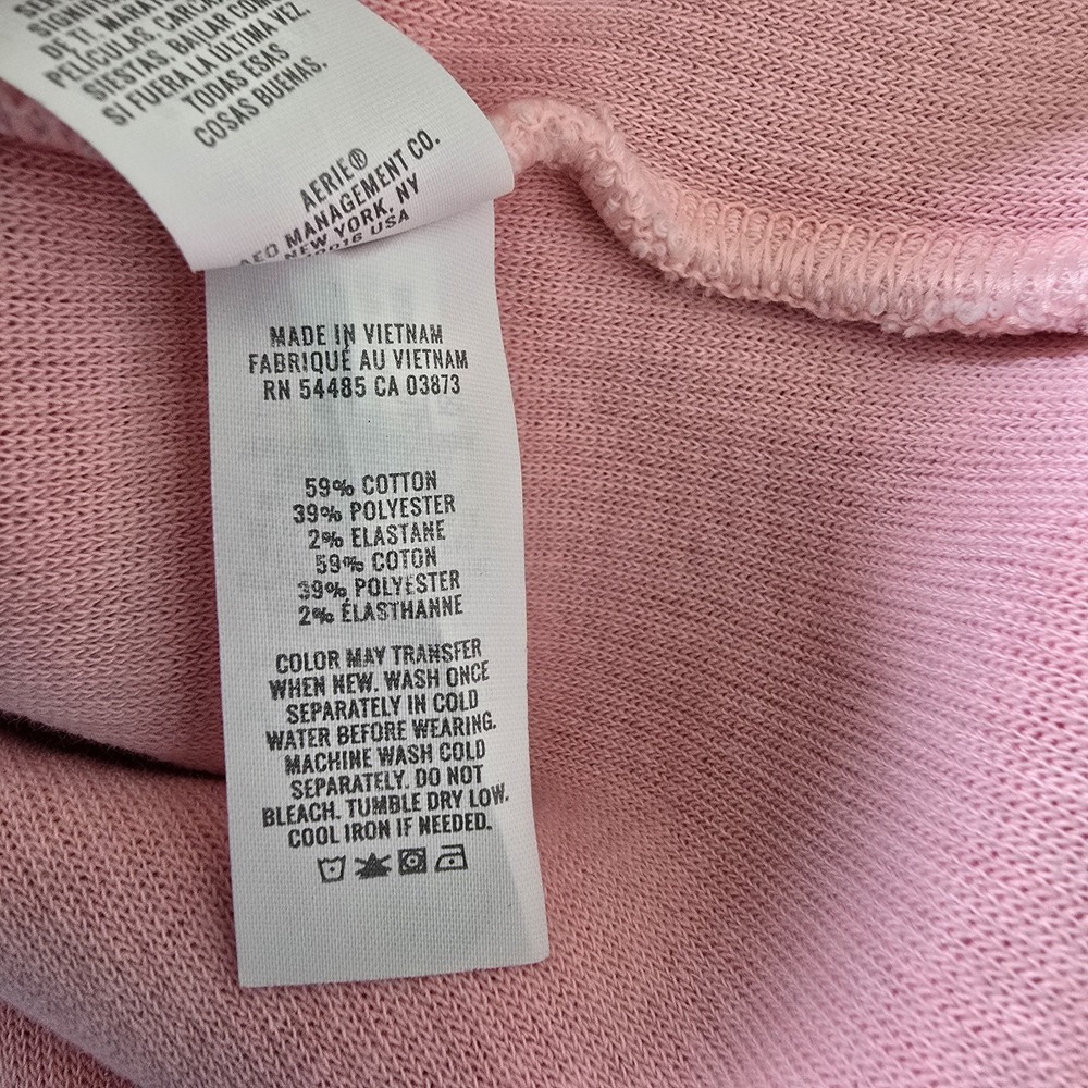 Aerie Wonder Full Zip Hoodie Sweatshirt Size L Pink Oversized Pockets Textured - Picture 11 of 11